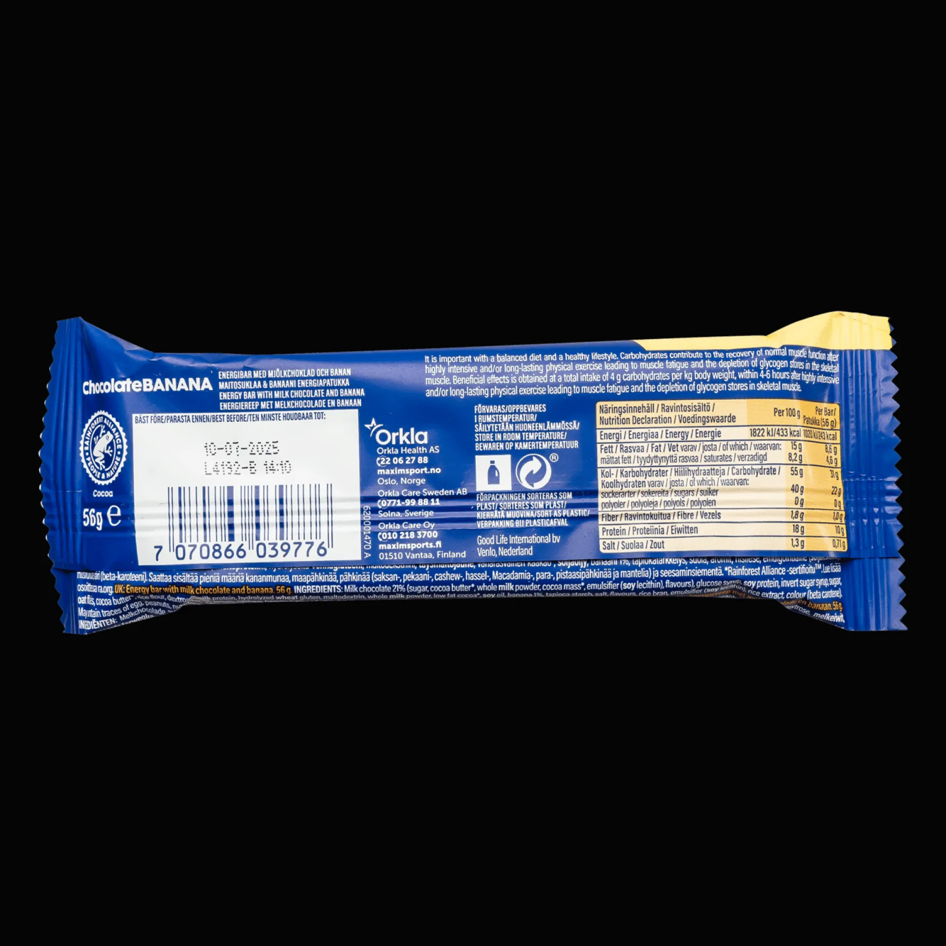 Energy Bar Chocolate Banana 56g, energibar - Energibar - Energy Bar Chocolate Banana 56g, energibar