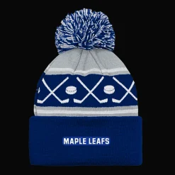 Faceoff Cuff Knit Beanie with pom Maple Leafs - 24/25, supporter-lue, barn - NHL Drakter & Tilbehør - Faceoff Cuff Knit Beanie with pom Maple Leafs - 24/25, supporter-lue, barn
