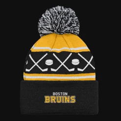 Faceoff Cuff Knit Beanie with pom Bruins - 24/25, supporter-lue, unisex, barn - NHL Drakter & Tilbehør - Faceoff Cuff Knit Beanie with pom Bruins - 24/25, supporter-lue, unisex, barn