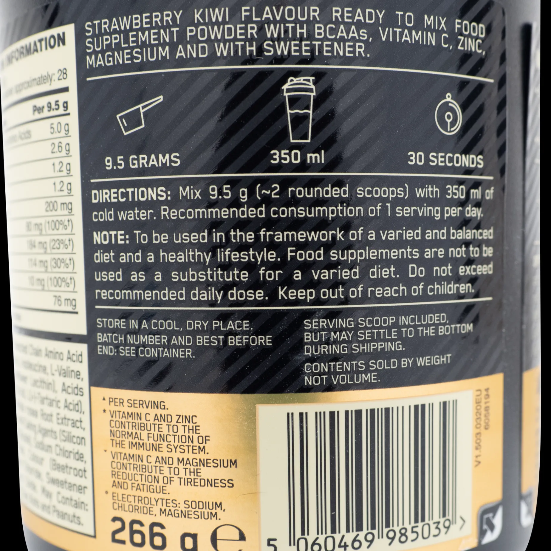 Gold Standard BCAA Train & Sustain 266 g, kosttilskudd - Aminosyrer - Gold Standard BCAA Train & Sustain 266 g, kosttilskudd