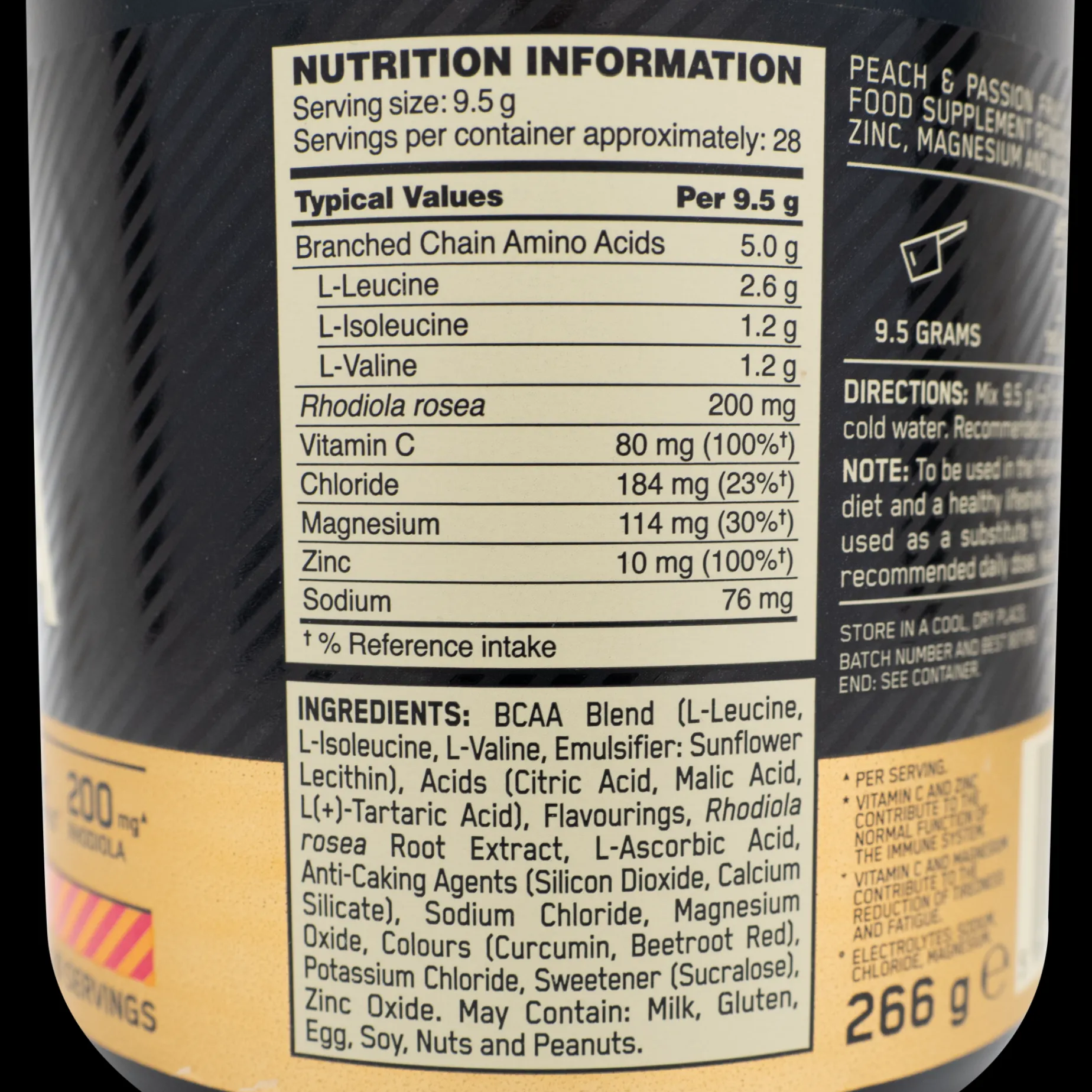 Gold Standard BCAA Train & Sustain 266 g, kosttilskudd - Aminosyrer - Gold Standard BCAA Train & Sustain 266 g, kosttilskudd