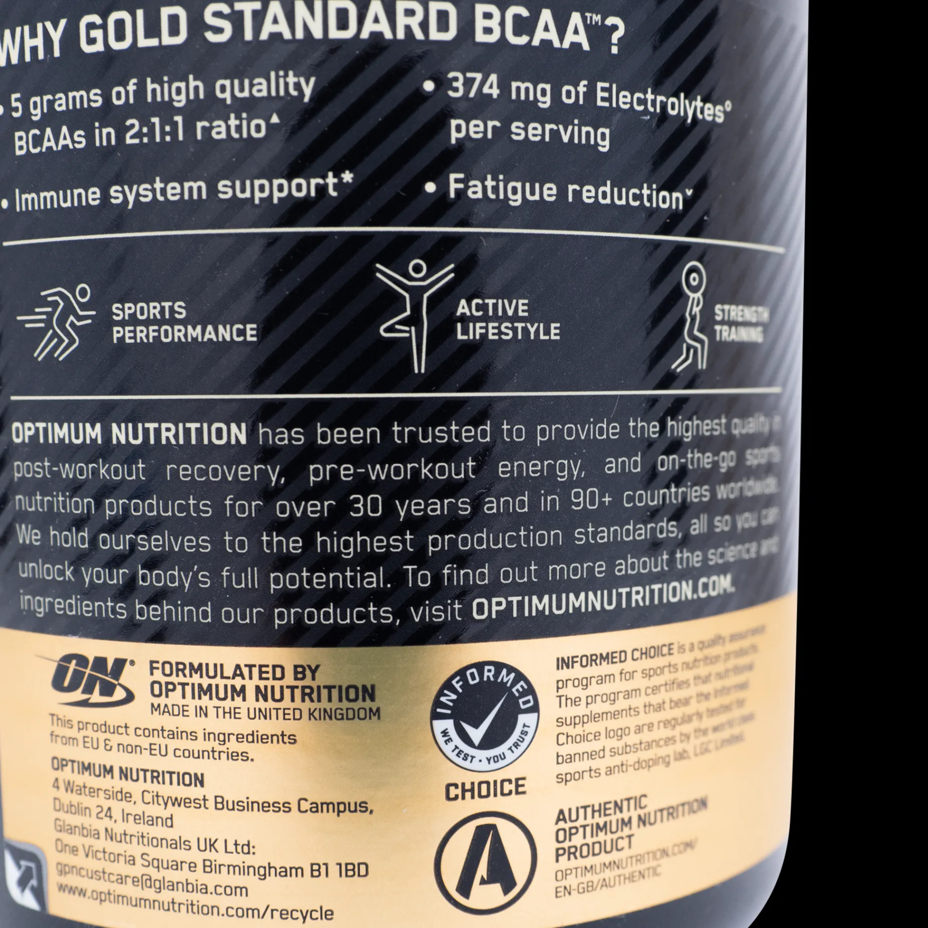 Gold Standard BCAA Train & Sustain 266 g, kosttilskudd - Aminosyrer - Gold Standard BCAA Train & Sustain 266 g, kosttilskudd