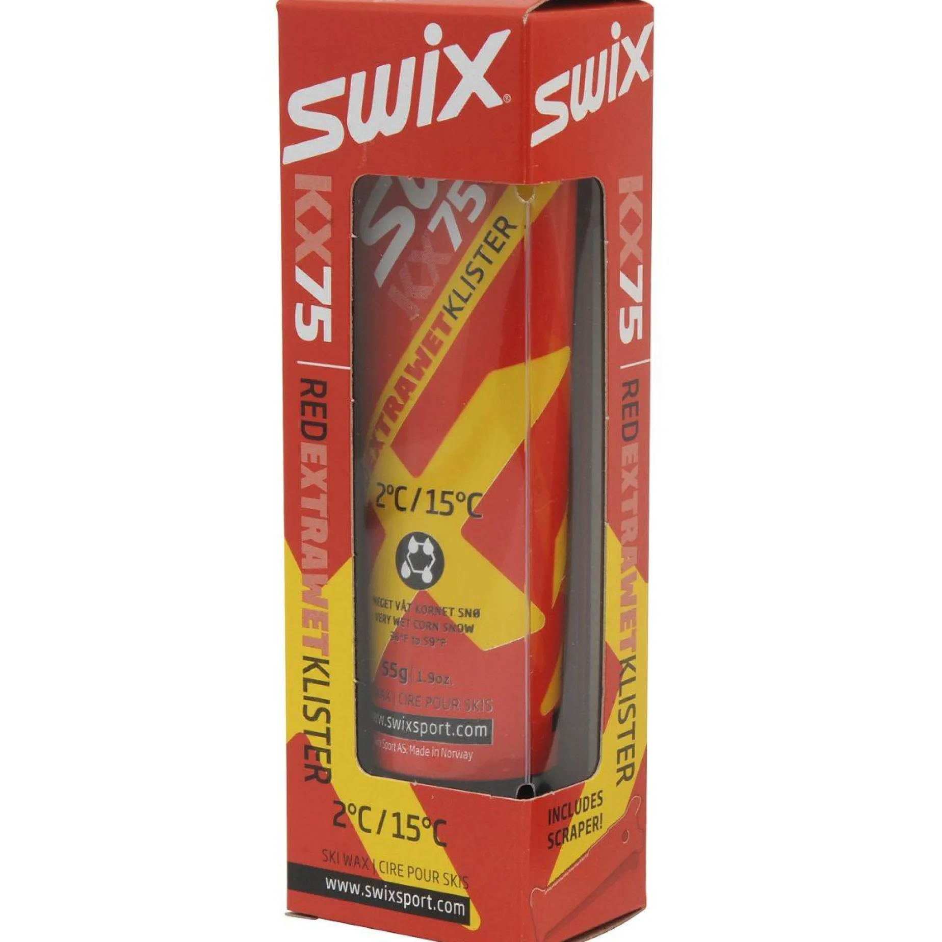 Klister KX75 Red Extra Wet 2C/15C 24/25, våtsnøklister - Festesmøring - Klister KX75 Red Extra Wet 2C/15C 24/25, våtsnøklister