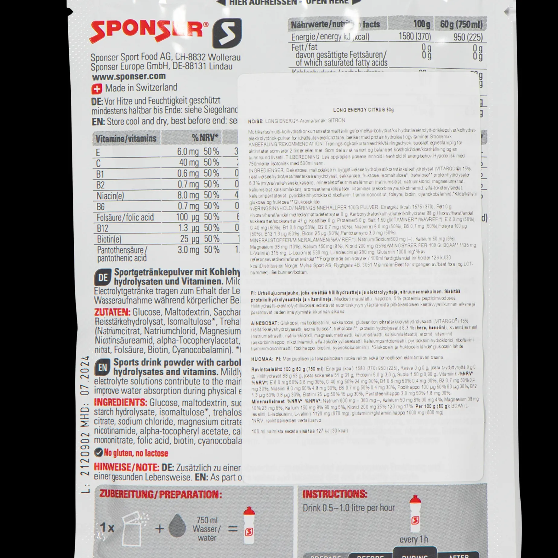 Long Energy Citrus Portion, energidrikke - Sportsdrikk - Long Energy Citrus Portion, energidrikke