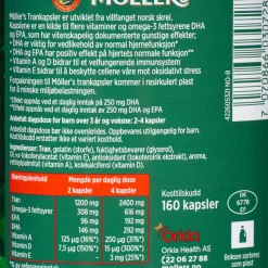 Möller's Trankapsler 160stk, omega 3 kapsler - Kosttilskudd - Möller's Trankapsler 160stk, omega 3 kapsler