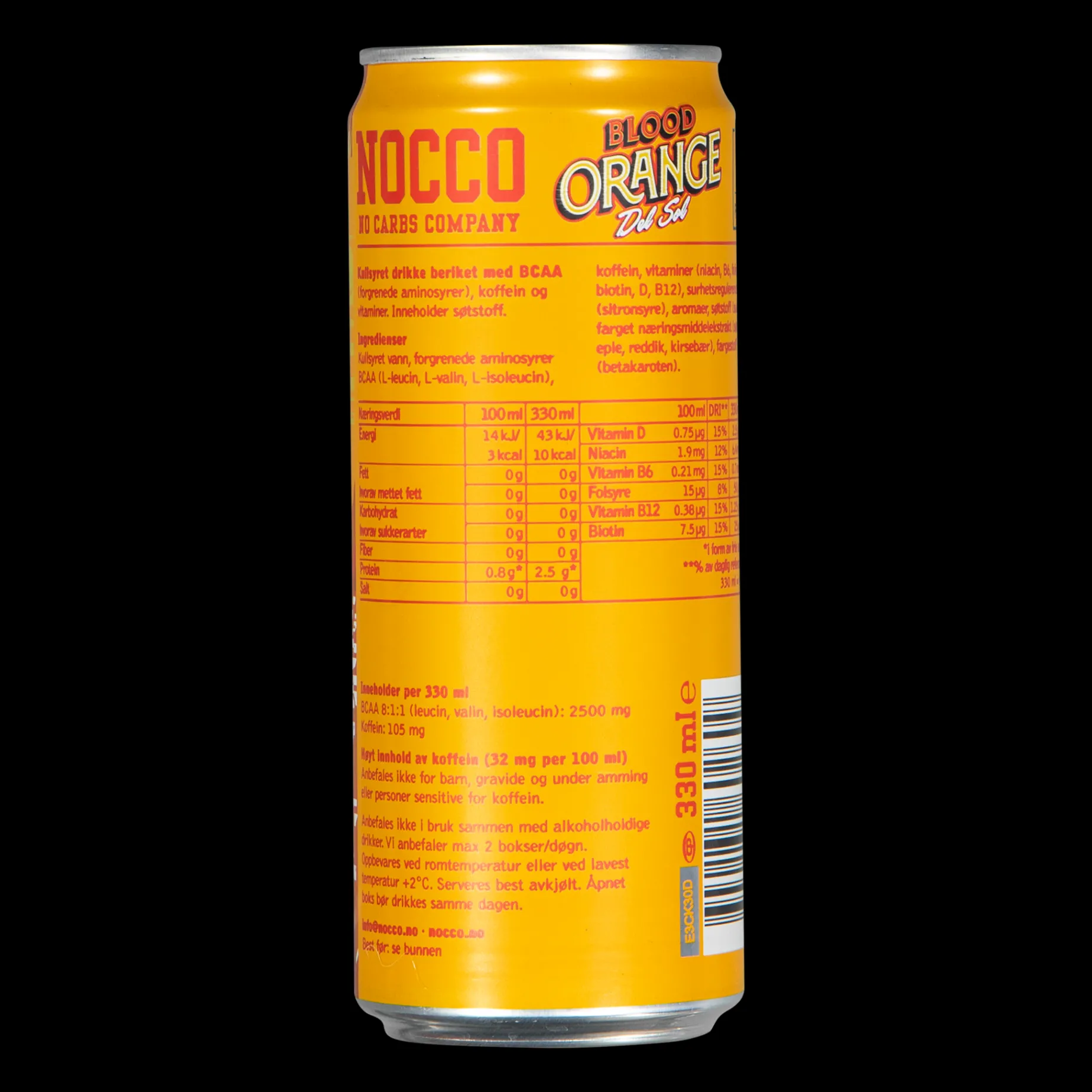 Nocco Blood Orange Del Sol, energidrikk - Energidrikk - Nocco Blood Orange Del Sol, energidrikk