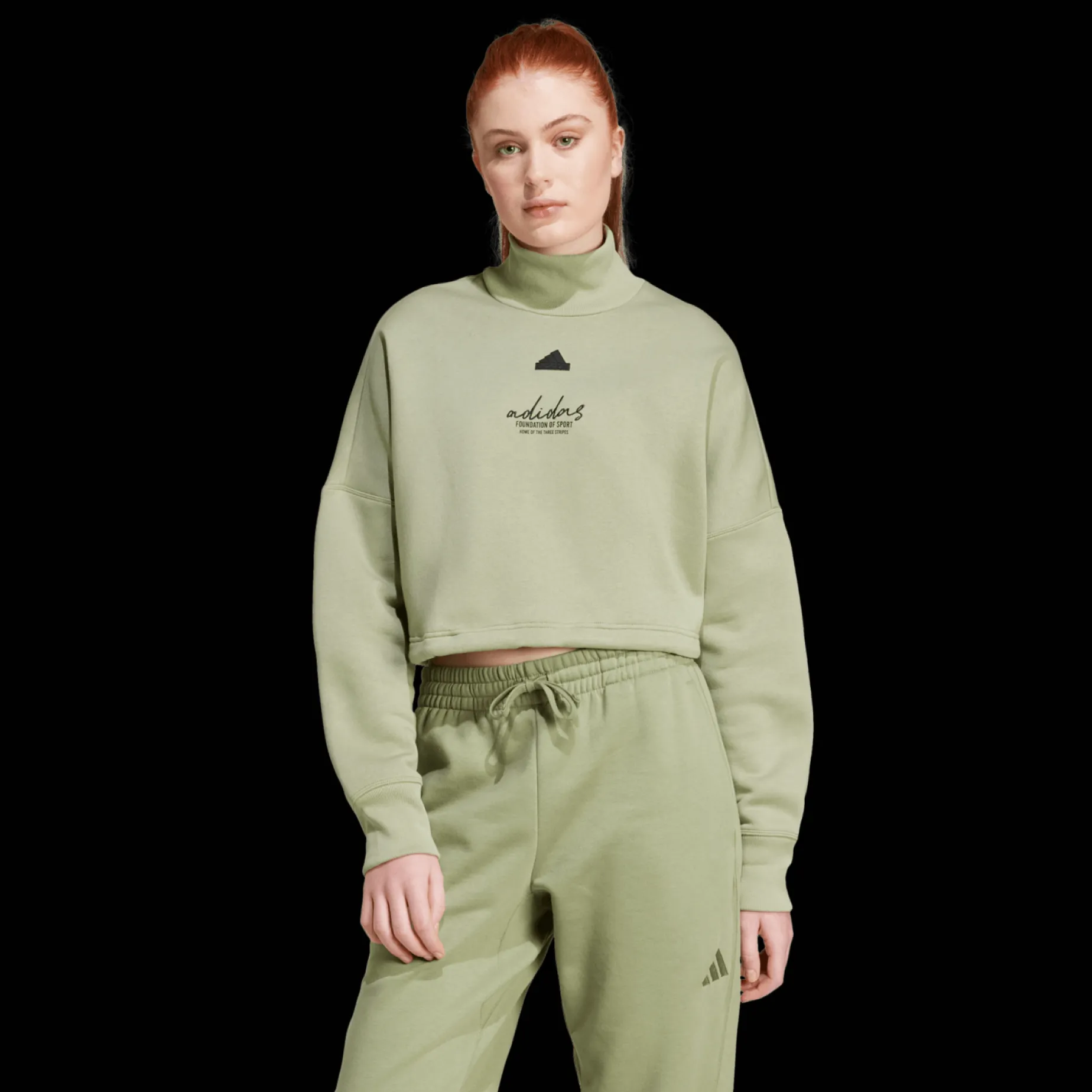 Signature Graphic Embroidery Fleece Crop Sweatshirt, genser, dame - Collegegenser - Signature Graphic Embroidery Fleece Crop Sweatshirt, genser, dame