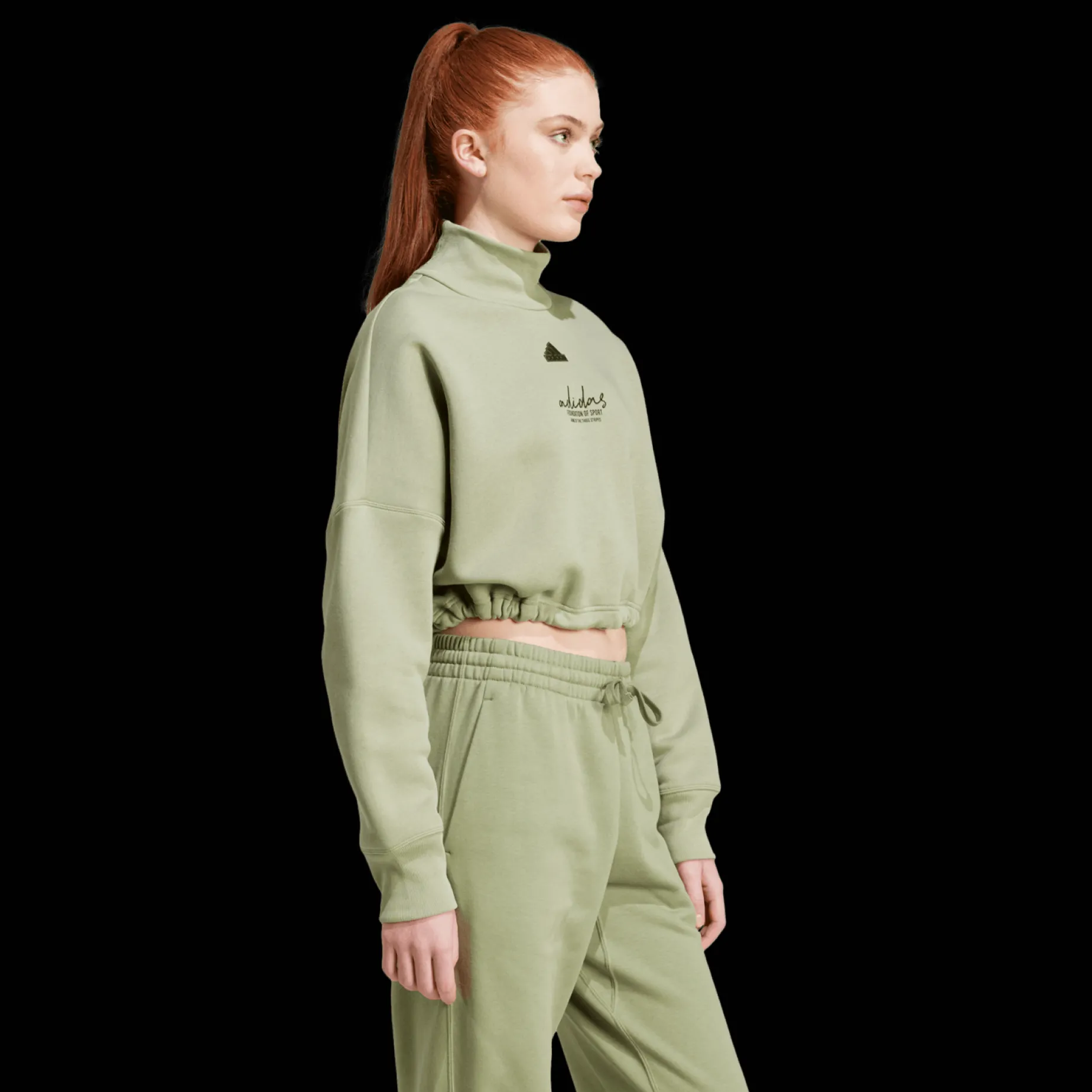 Signature Graphic Embroidery Fleece Crop Sweatshirt, genser, dame - Collegegenser - Signature Graphic Embroidery Fleece Crop Sweatshirt, genser, dame