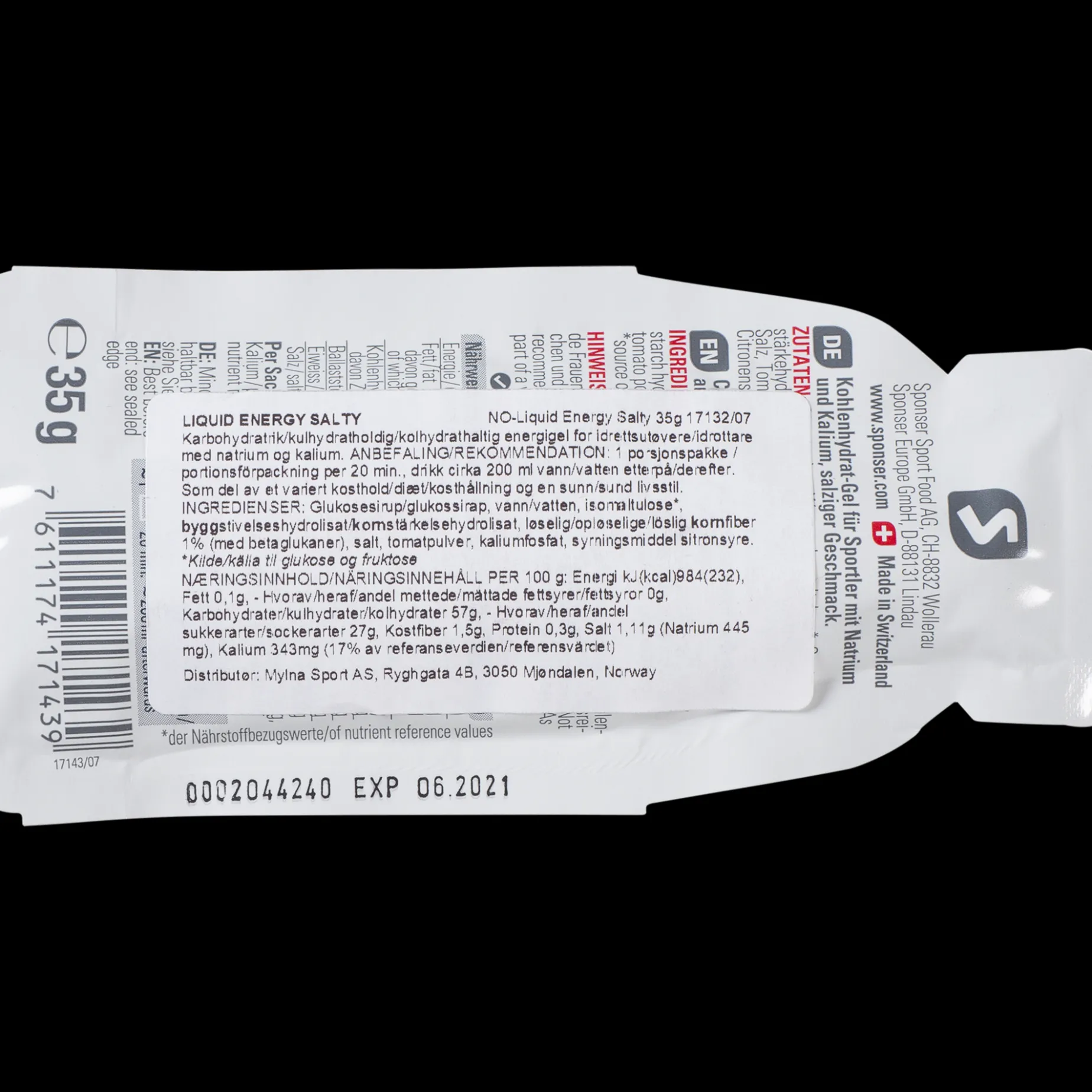 Sponser Liguid Energy Long, sportsgel - Energigel - Sponser Liguid Energy Long, sportsgel