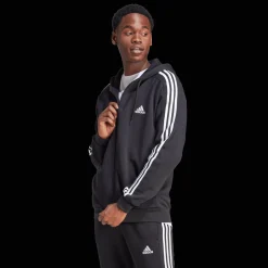 Essential Fleece 3-Stripes Full Zip, hettejakke, herre - Hettegenser - Essential Fleece 3-Stripes Full Zip, hettejakke, herre