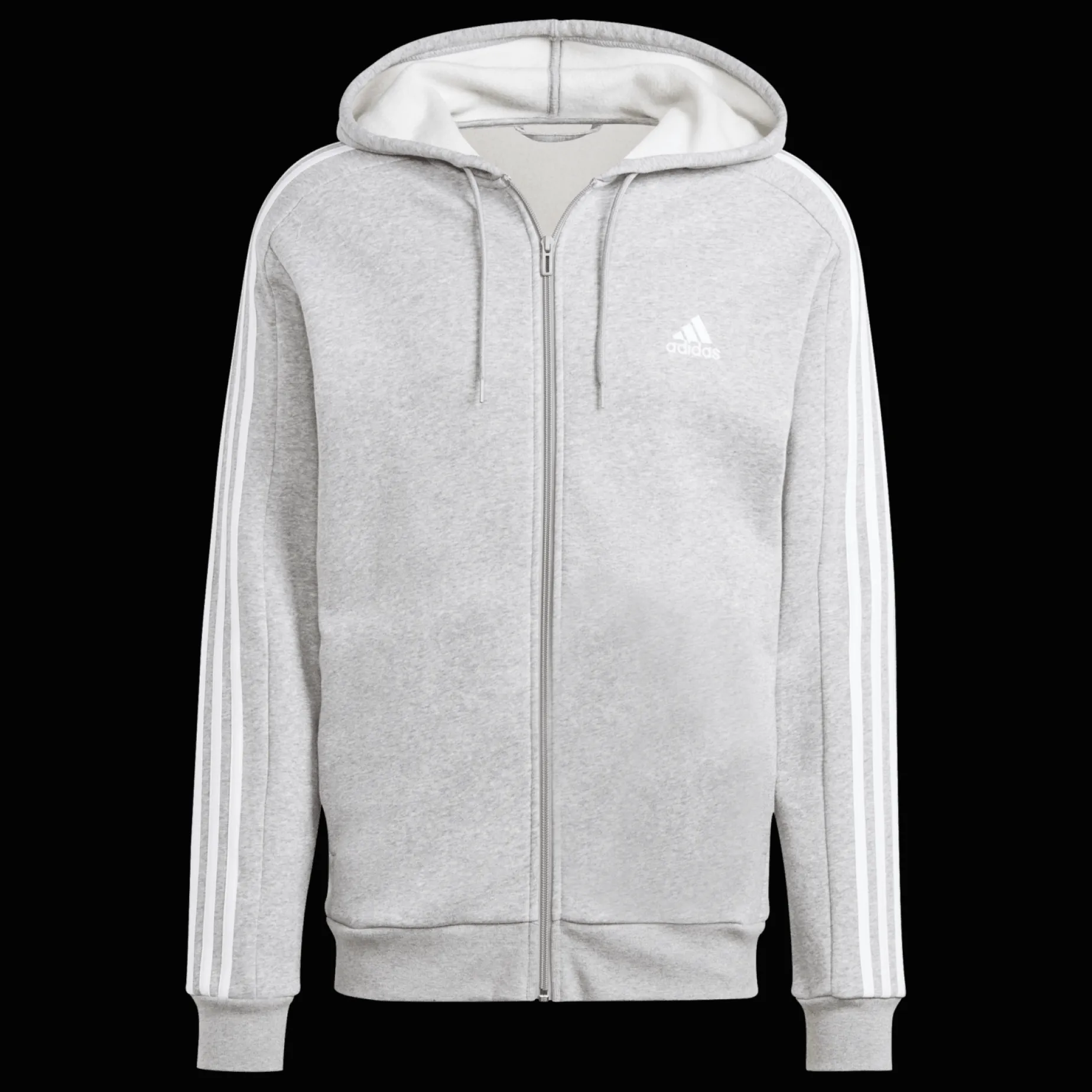 Essential Fleece 3-Stripes Full Zip, hettejakke, herre - Hettegenser - Essential Fleece 3-Stripes Full Zip, hettejakke, herre