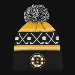 Faceoff Cuff Knit Beanie with pom Bruins - 24/25, supporter-lue, unisex, barn - NHL Drakter & Tilbehør - Faceoff Cuff Knit Beanie with pom Bruins - 24/25, supporter-lue, unisex, barn