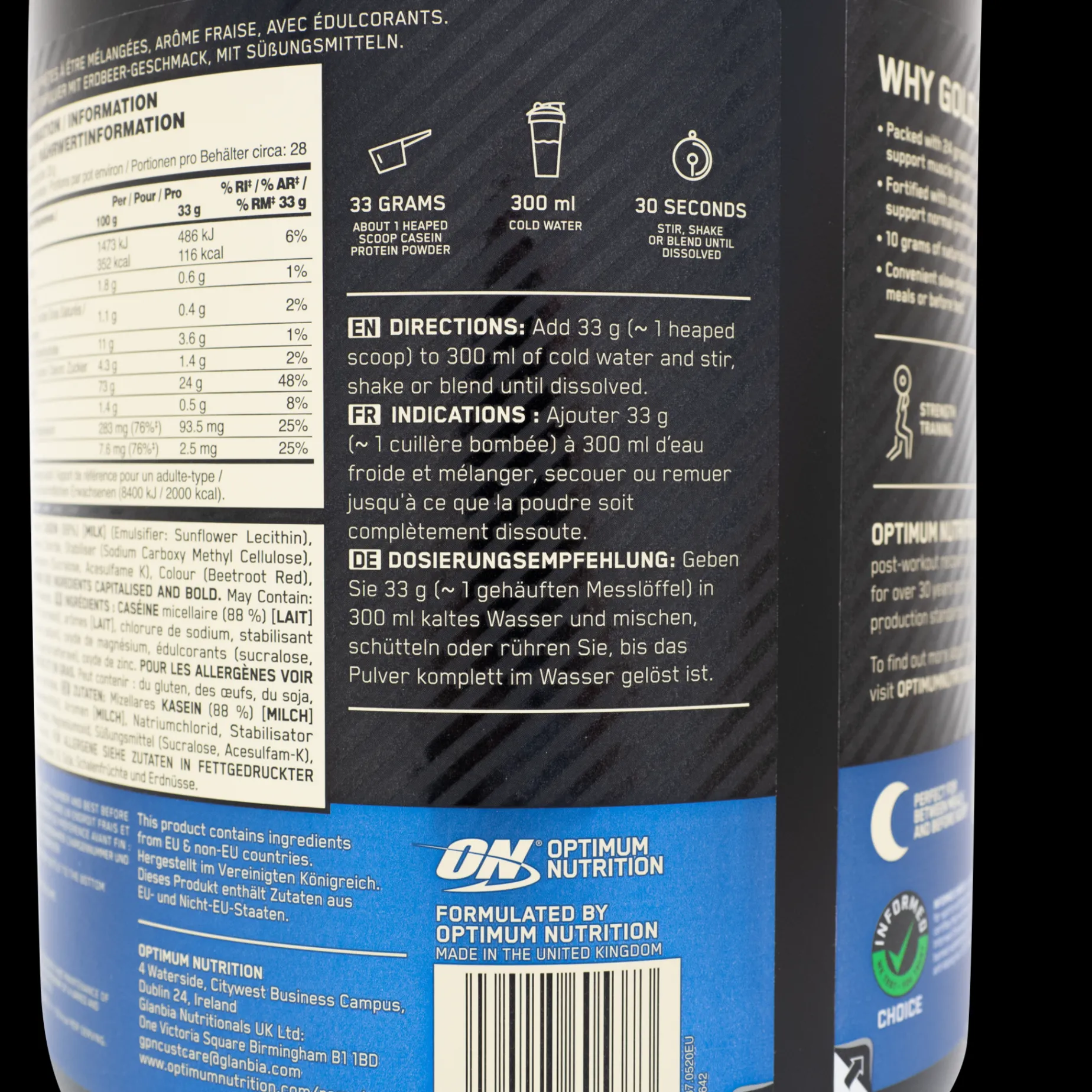 100 % Gold Standard Casein 908 g, proteinpulver - Proteiner - 100 % Gold Standard Casein 908 g, proteinpulver